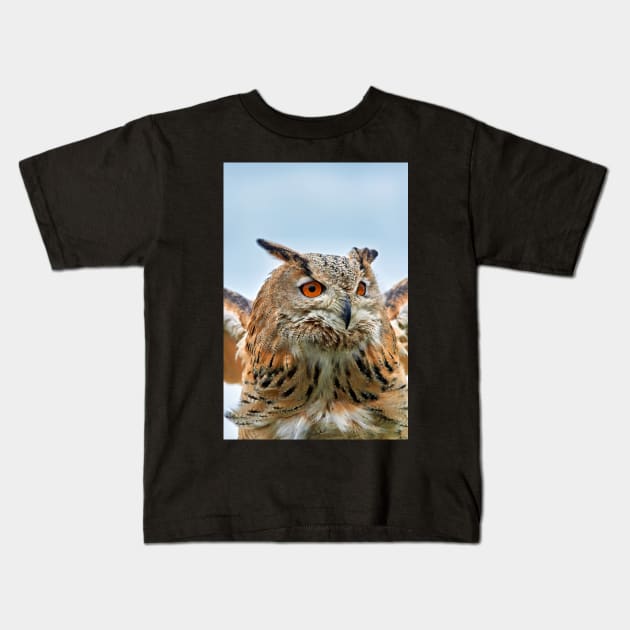 Eurasian Eagle Owl Kids T-Shirt by richard49